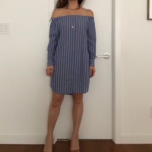 NWT Equipment Gretchen Shirtdress XS Blue Off-the-Shoulder French Chic Sexy
